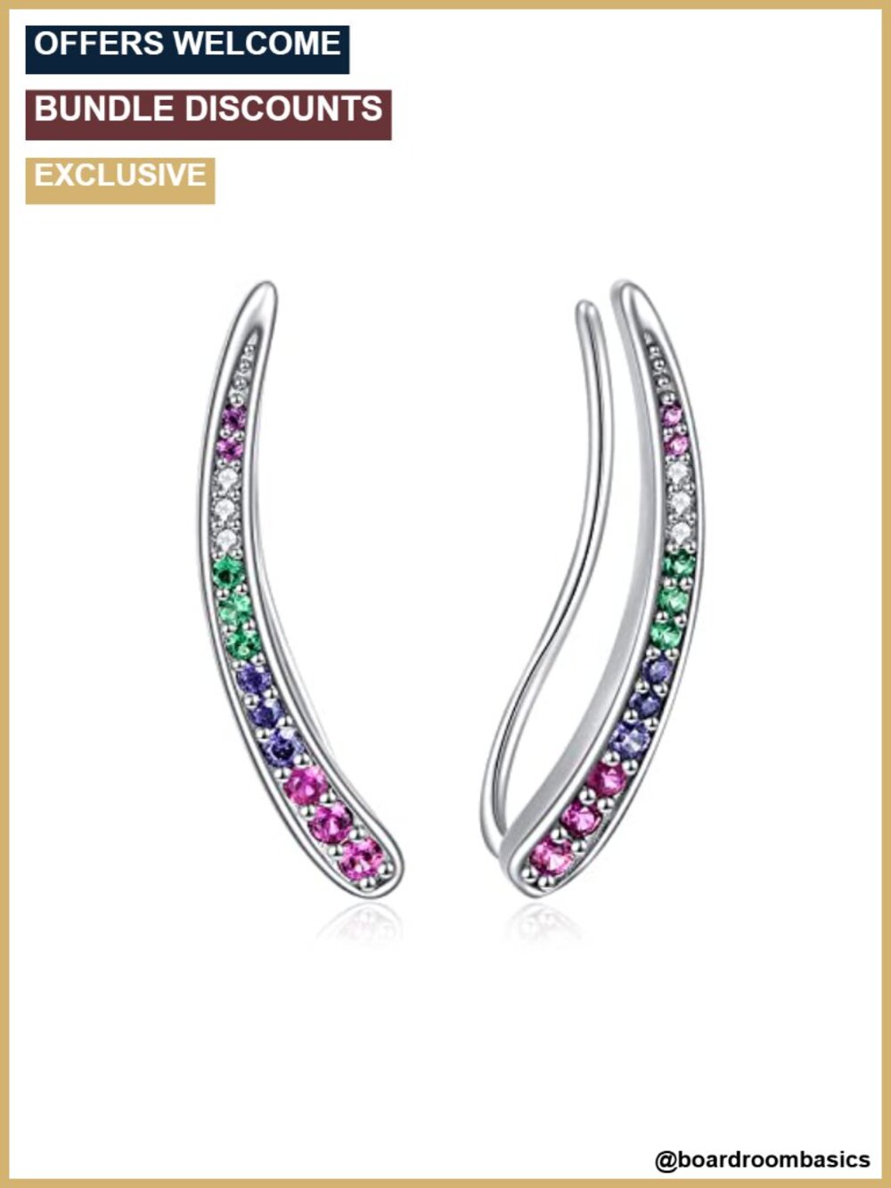 S925 Sterling Silver Ear Climbers Opal Crawler Hypoallergenic
